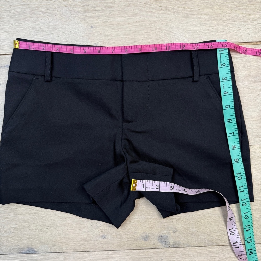 Alice + Olivia Mara Flat Front Satin Shorts In Black - Picture 6 of 9